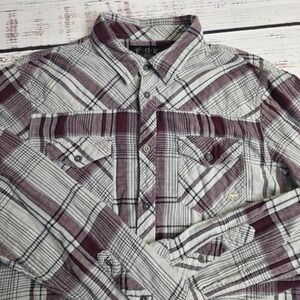 Fox Racing Flannel Shirt Mens Large Plaid Multicolor Long Sleeve Button Up Gauze
